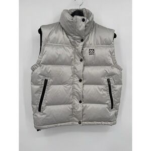66 North Puffer Vest Silver Metallic Quilted Insulated Full Zip Women's L